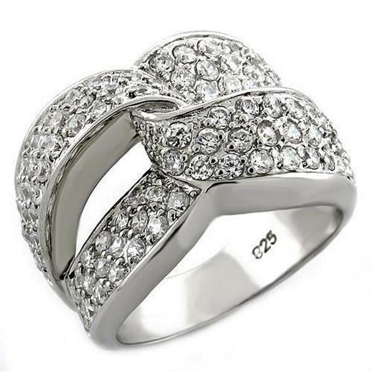 Picture of Alamode LOAS1006-7 Rhodium 925 Sterling Silver Ring with AAA Grade CZ&#44; Clear - Size 7