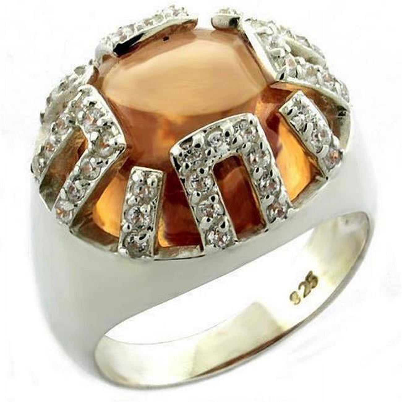 Picture of Alamode LOAS1039-6 Rhodium 925 Sterling Silver Ring with AAA Grade CZ&#44; Champagne - Size 6