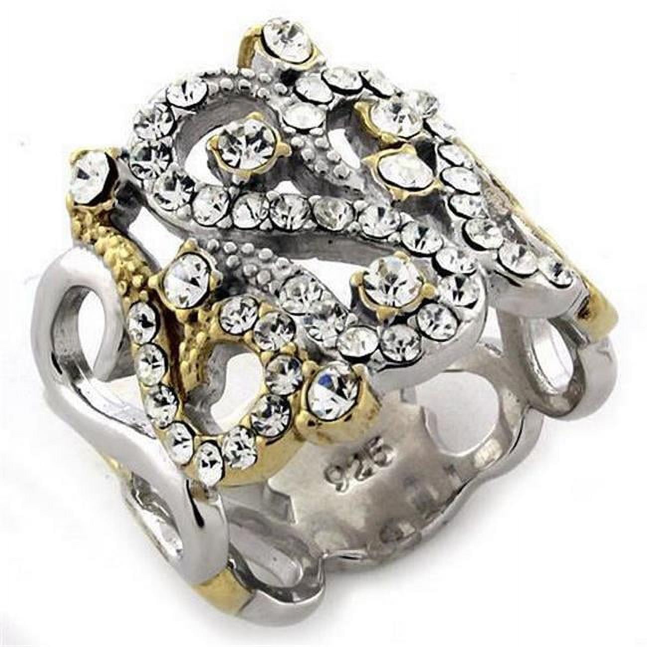 Picture of Alamode LOAS1066-9 Gold & Rhodium 925 Sterling Silver Ring with AAA Grade CZ&#44; Clear - Size 9