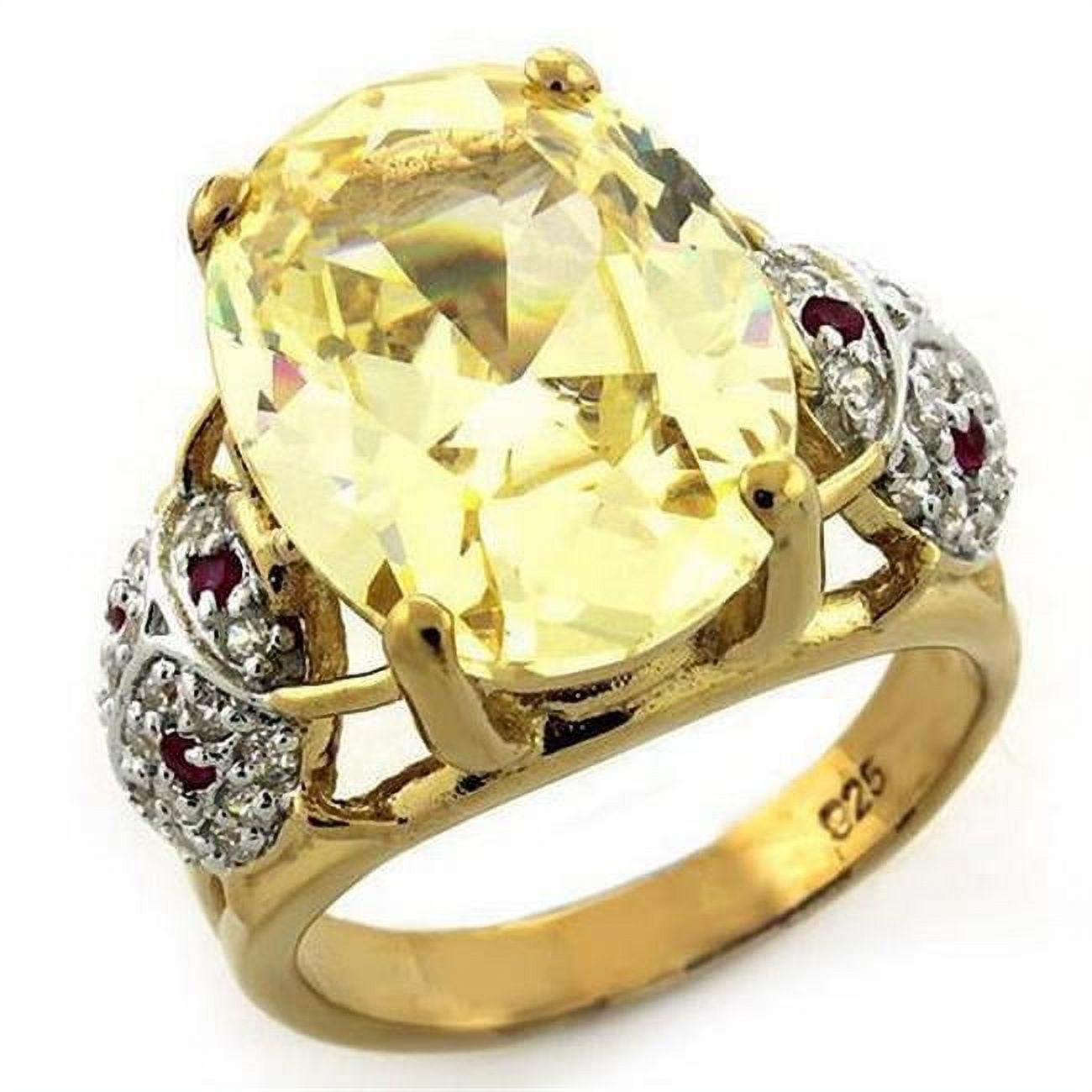 Picture of Alamode LOAS1143-7 Gold 925 Sterling Silver Ring with AAA Grade CZ&#44; Citrine Yellow - Size 7
