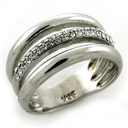Picture of Alamode LOAS1176-5 Rhodium 925 Sterling Silver Ring with Top Grade Crystal&#44; Clear - Size 5