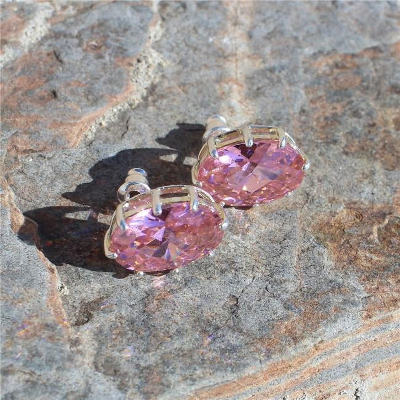 Picture of Alamode LOAS1369 Sterling Silver Earrings with AAA Grade CZ, Pink