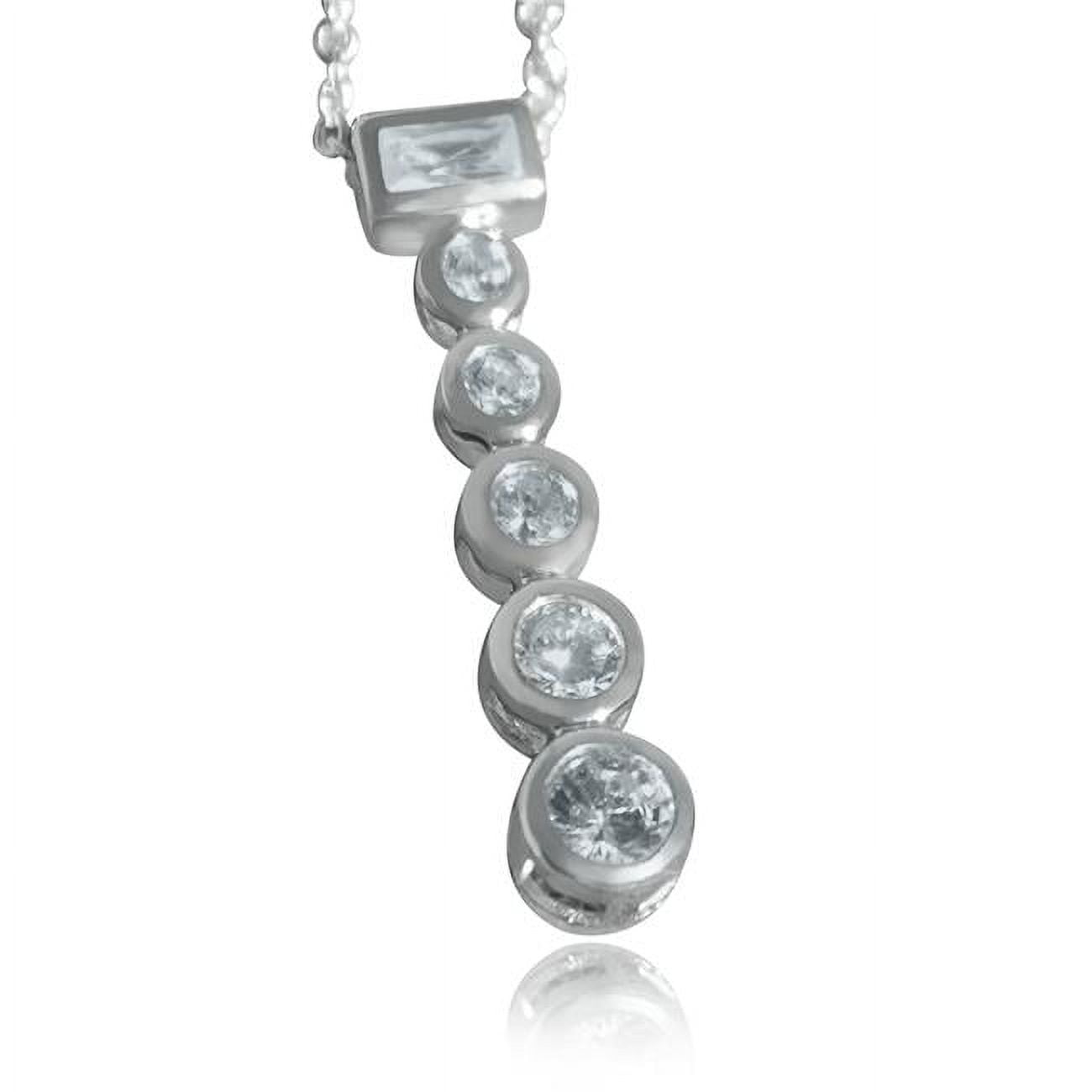 Picture of Alamode LOAS1371-16 16 in. Rhodium Plating 925 Sterling Silver Chain Pendant with AAA CZ&#44; Clear