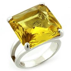 Picture of Alamode LOAS871-9 High-Polished 925 Sterling Silver Ring with AAA Grade CZ&#44; Citrine Yellow - Size 9