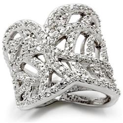 LOS117-9 Rhodium 925 Sterling Silver Ring with AAA Grade CZ, Clear - Size 9
