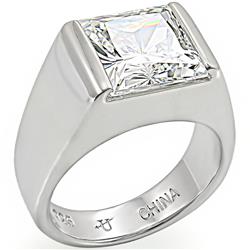 Rhodium 925 Sterling Silver Ring with AAA Grade CZ, Clear - Size 7