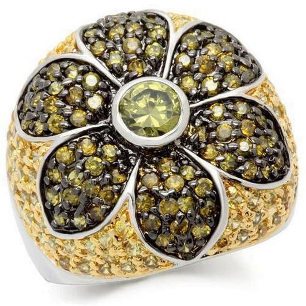 Picture of Alamode 0W154-7 Rhodium&#44; Gold & Ruthenium Brass Ring with AAA Grade CZ - Multi Color&#44; Size 7