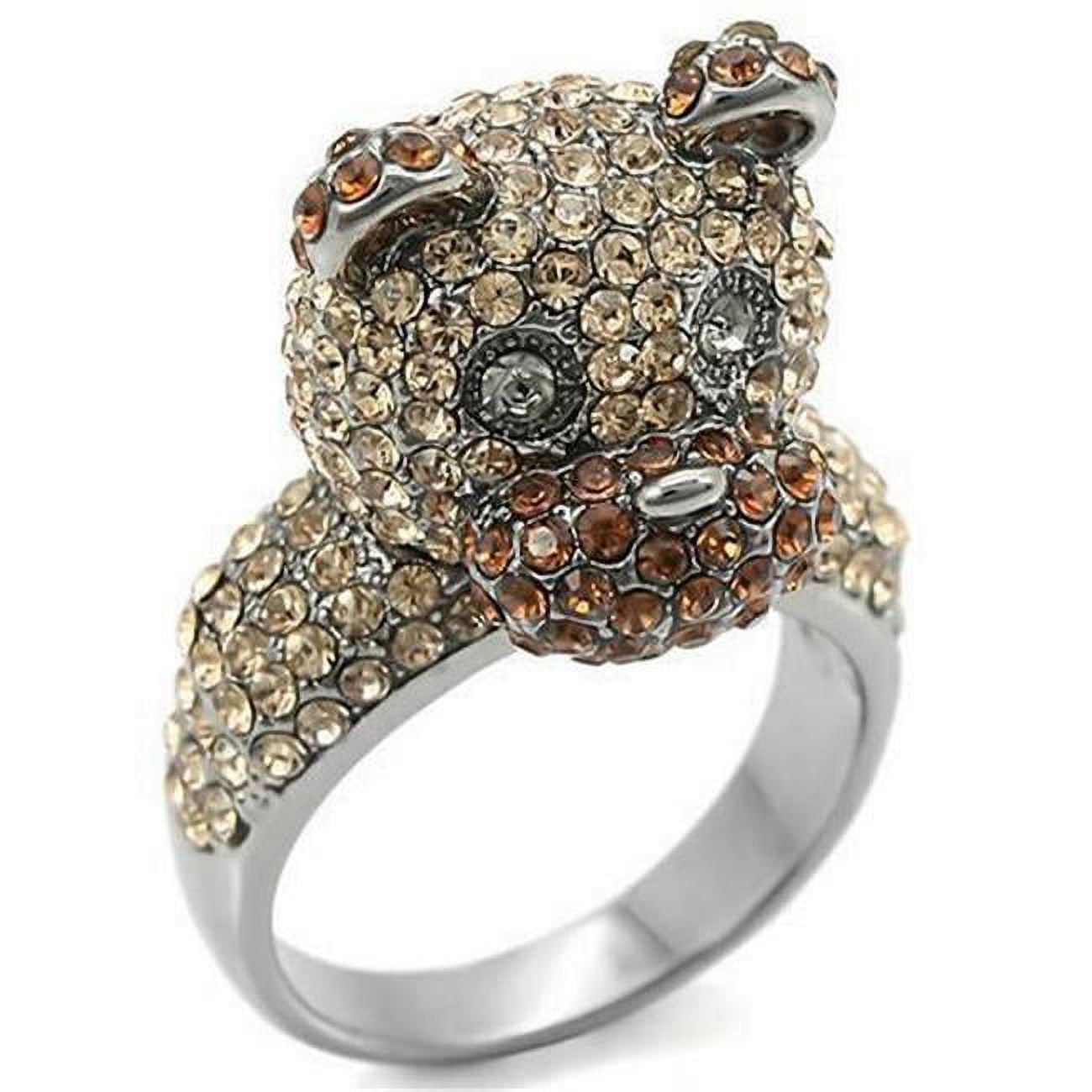 Picture of Alamode 0W279-10 Ruthenium Brass Ring with Top Grade Crystal, Multi Color - Size 10