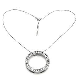 Picture of Alamode LOS417-16 16 in. Rhodium 925 Sterling Silver Chain Pendant with AAA Grade CZ&#44; Clear