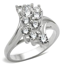 SS033-5 Silver 925 Sterling Silver Ring with AAA Grade CZ, Clear - Size 5
