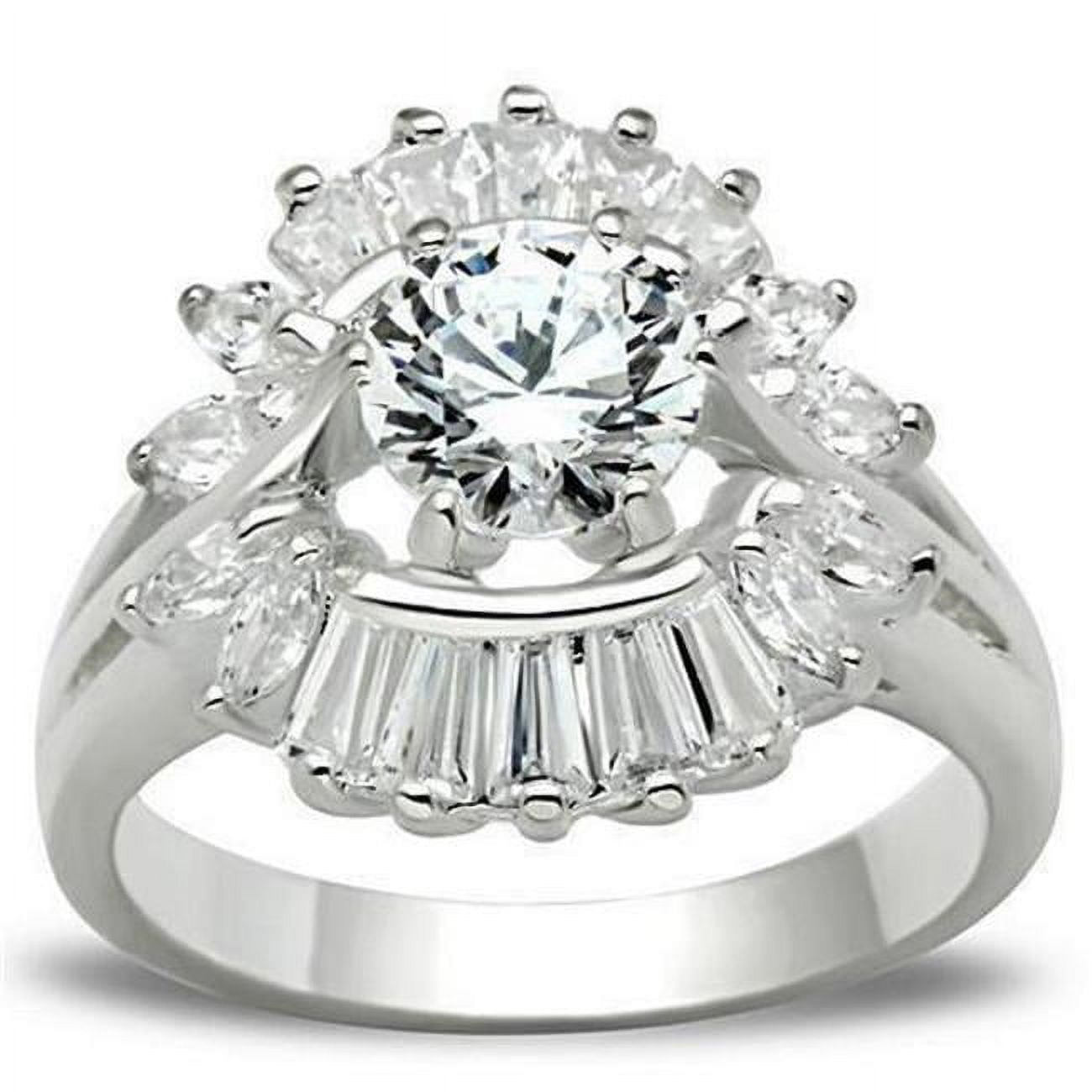 Silver 925 Sterling Silver Ring with AAA Grade CZ, Clear - Size 6