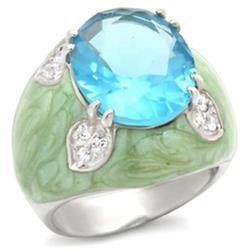 Picture of Alamode 37401-5 High-Polished 925 Sterling Silver Ring with Synthetic Spinel&#44; Sea Blue - Size 5
