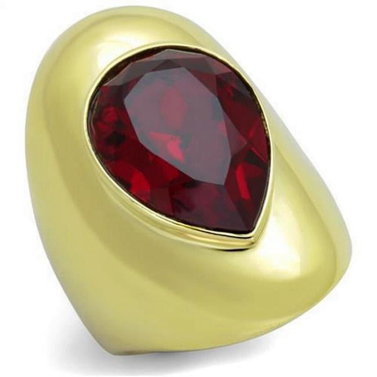 TK1836-5 IP Gold Ion Plating Stainless Steel Ring with Top Grade Crystal, Siam - Size 5