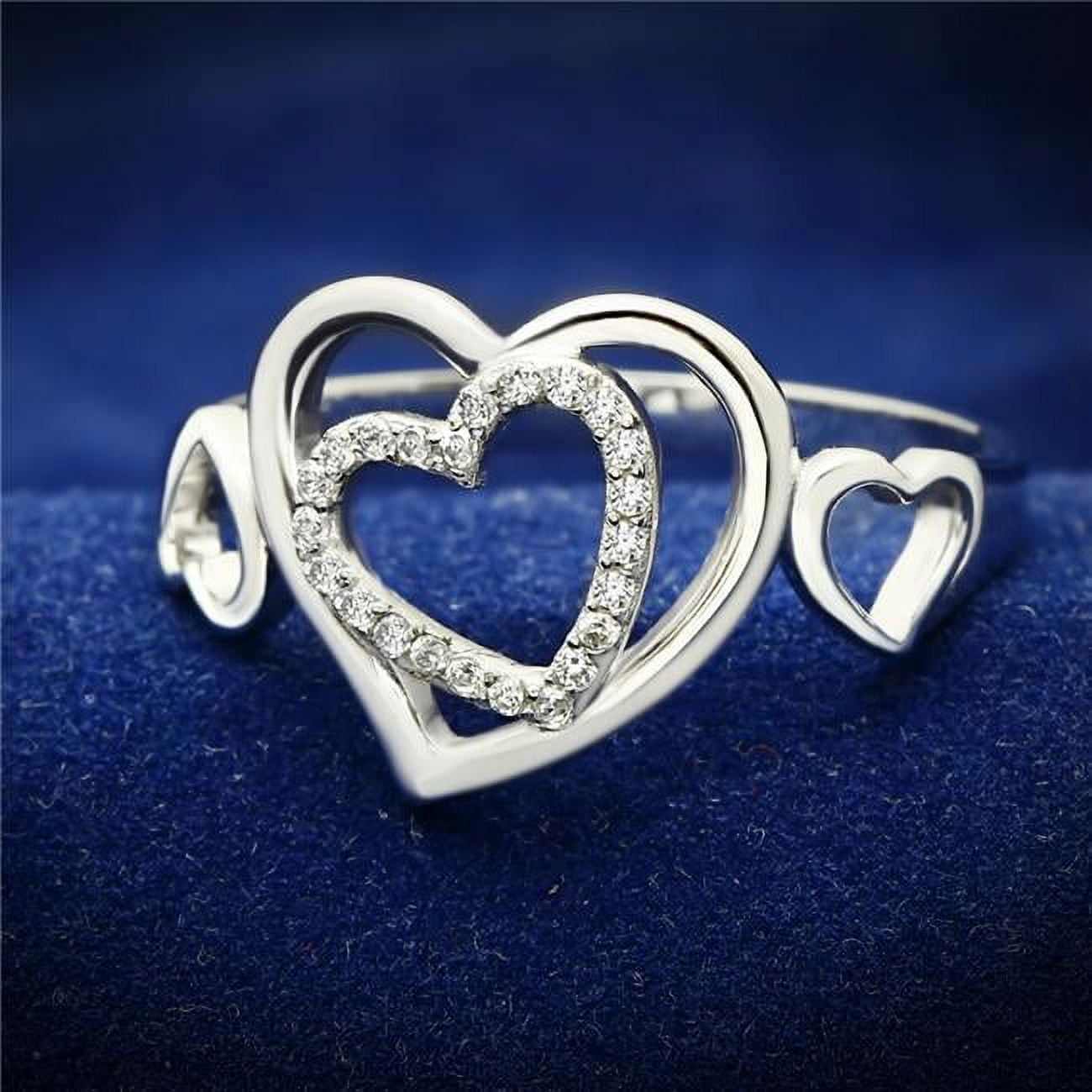 Women Rhodium 925 Sterling Silver Ring with AAA Grade CZ in Clear - Size 8