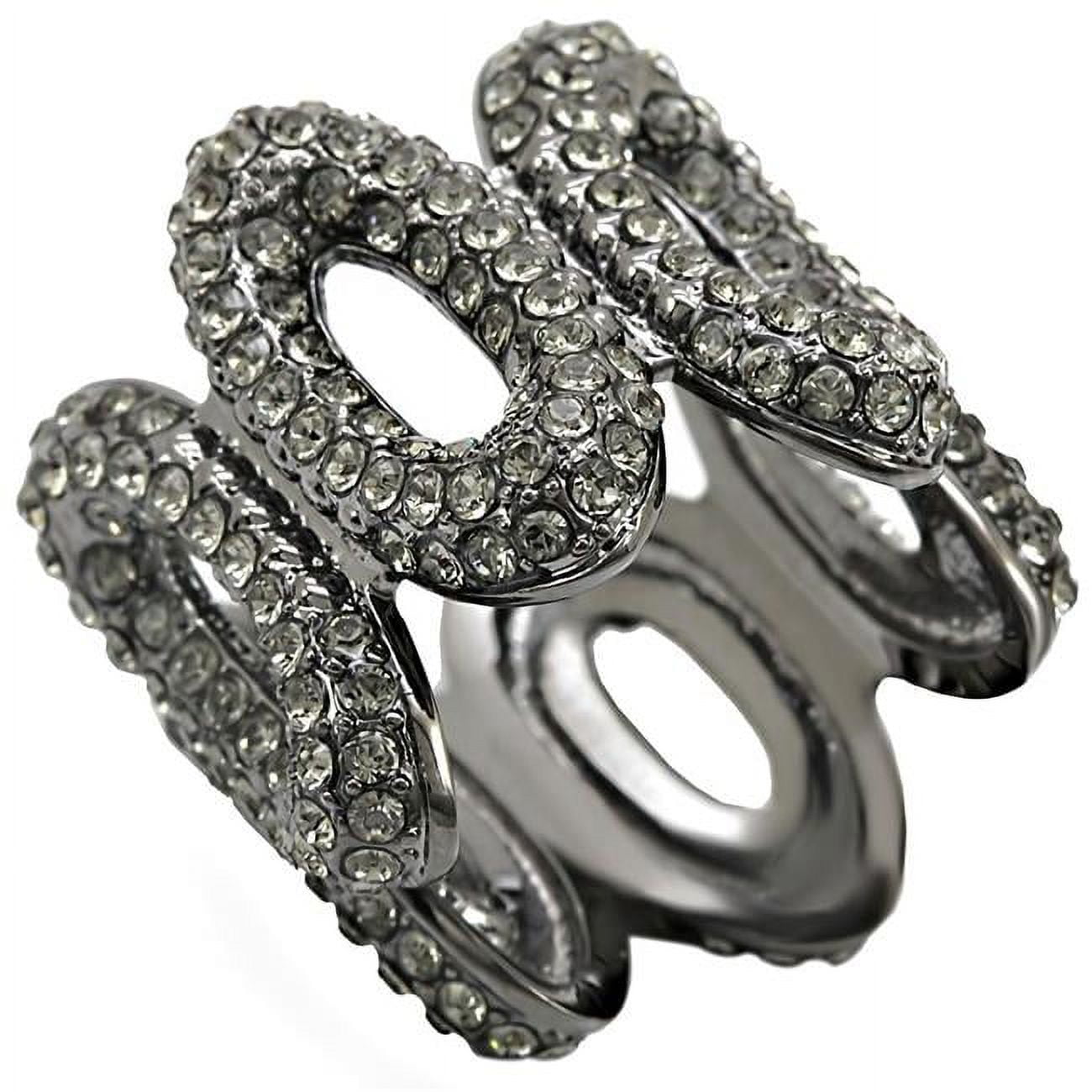 Picture of Alamode 1W033-10 Ruthenium Brass Ring with Top Grade Crystal, Black Diamond - Size 10