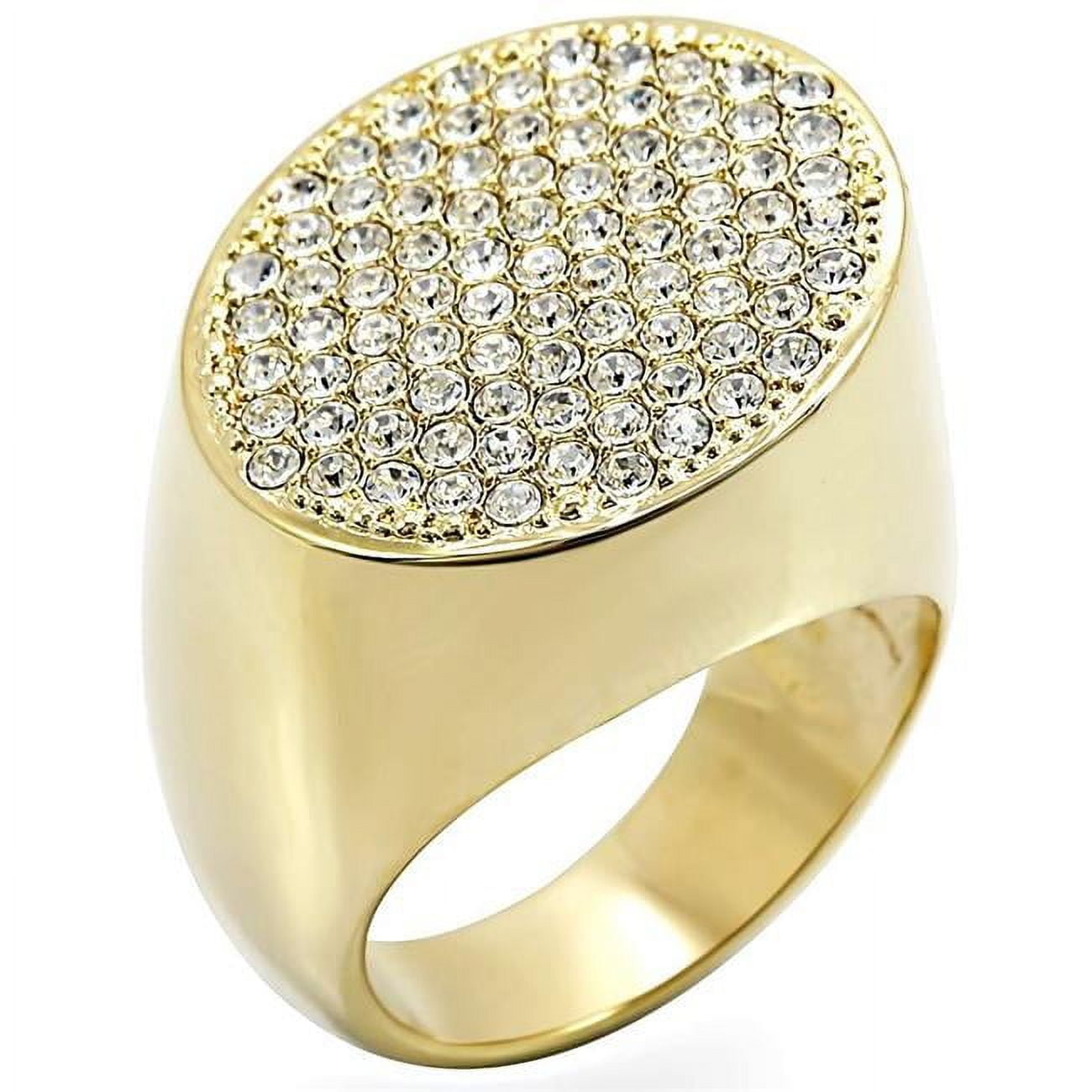 Picture of Alamode 1W034-5 Gold Brass Ring with Top Grade Crystal, Clear - Size 5