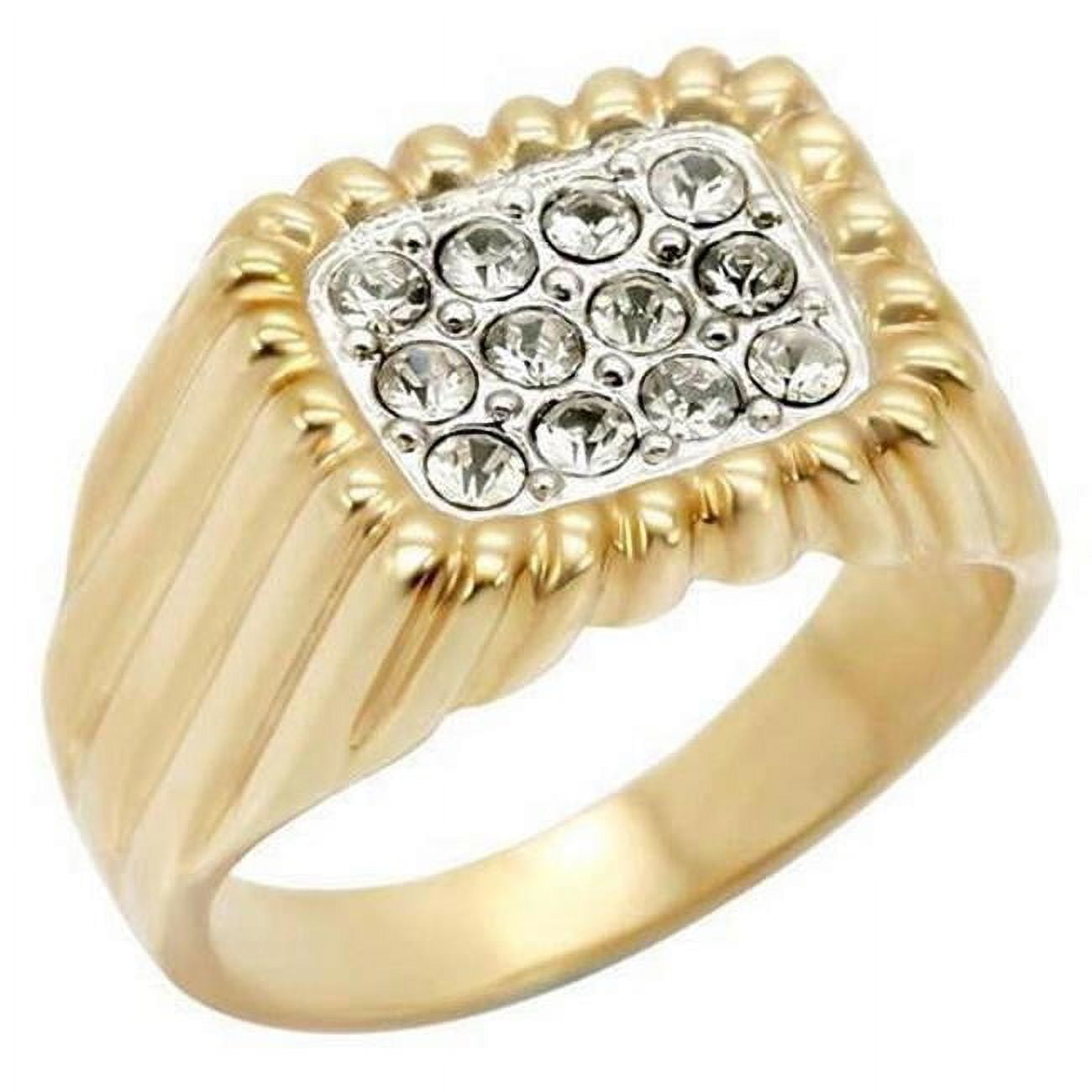 Picture of Alamode 2W039-11 Gold & Rhodium Brass Ring with Top Grade Crystal&#44; Clear - Size 11