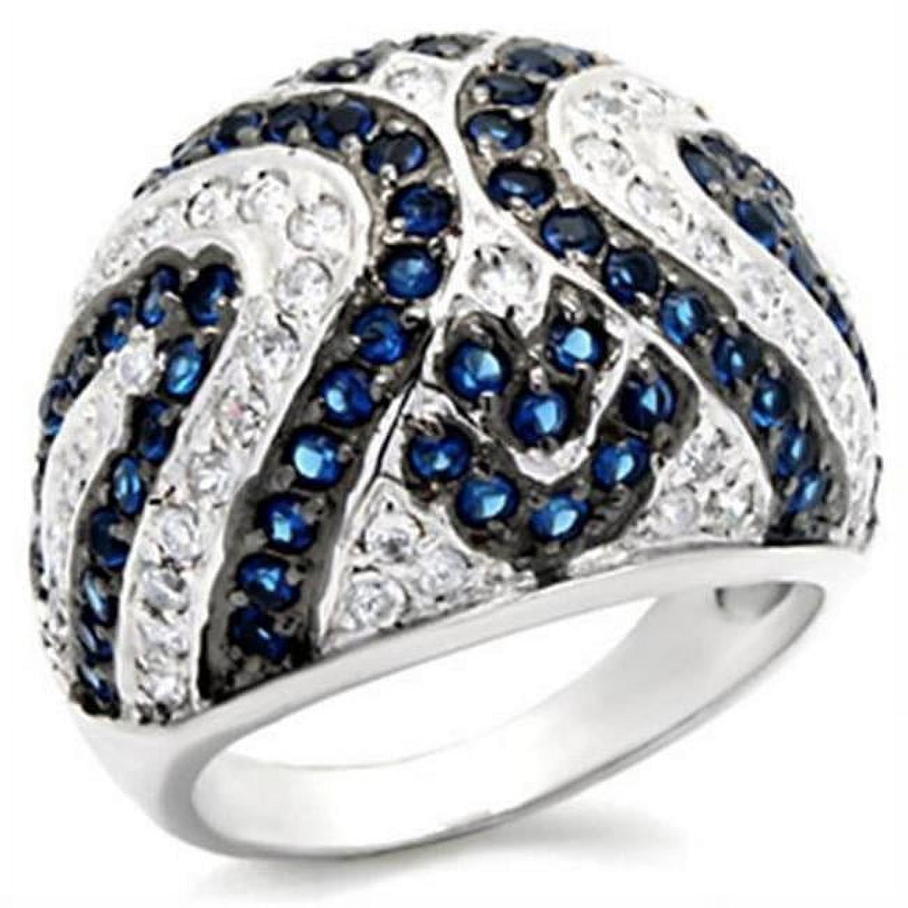 Picture of Alamode 31118-10 Rhodium & Ruthenium 925 Sterling Silver Ring with Synthetic Spinel&#44; Montana Blue - Size 10