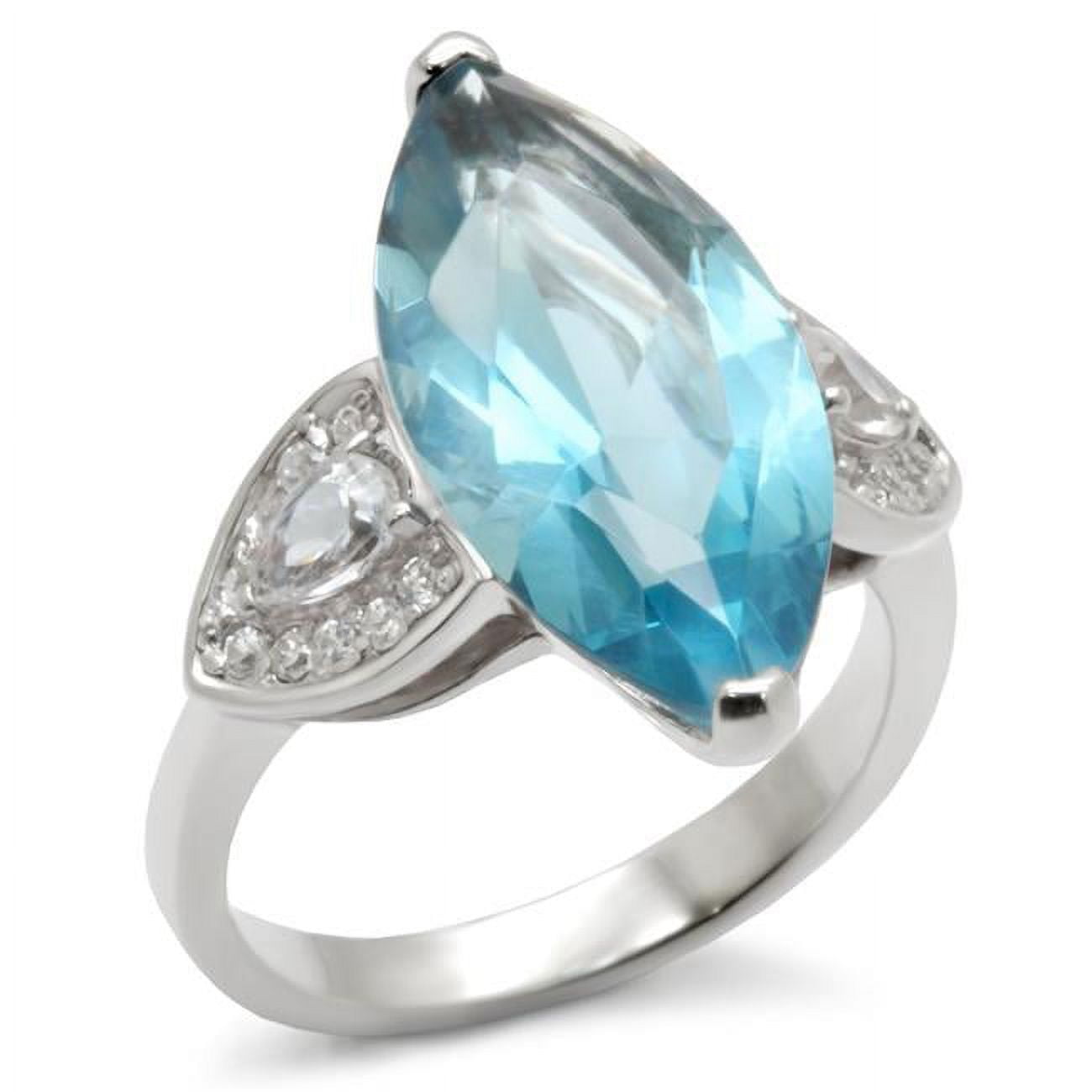 Picture of Alamode 31212-5 High-Polished 925 Sterling Silver Ring with Synthetic Spinel&#44; Sea Blue - Size 5