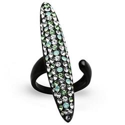 TK1365-5 IP Black Ion Plating Stainless Steel Ring with Top Grade Crystal, Multi Color - Size 5