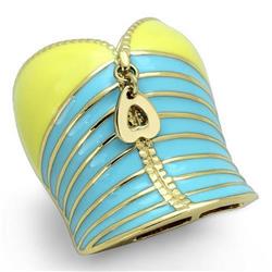 IP Gold Ion Plating Stainless Steel Ring with Epoxy, Multi Color - Size 8