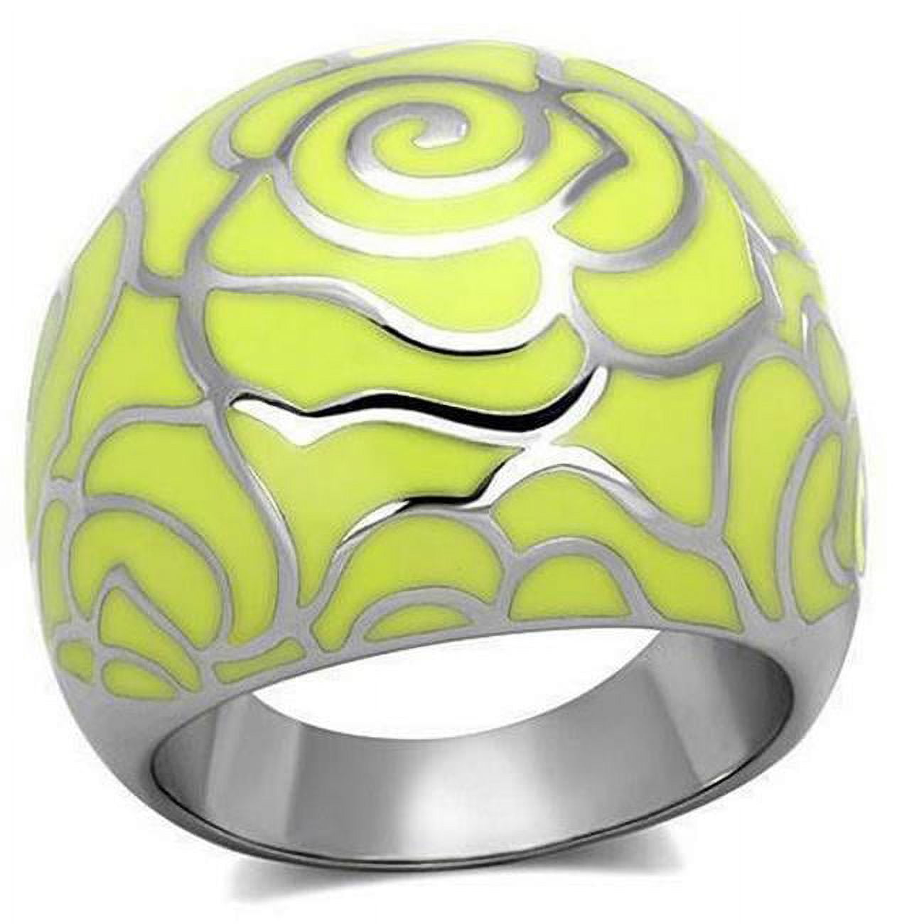 High Polished No Plating Stainless Steel Ring with Epoxy, Citrine Yellow - Size 7