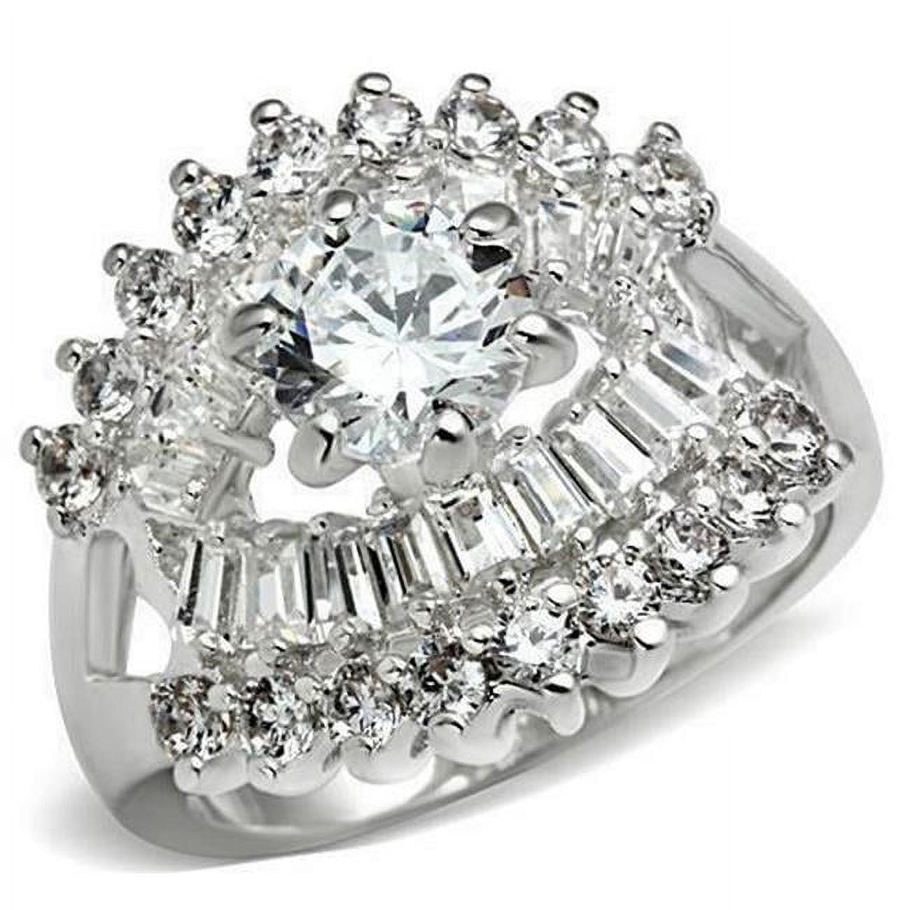 SS017-8 Silver 925 Sterling Silver Ring with AAA Grade CZ, Clear - Size 8