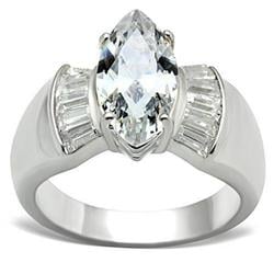 Silver 925 Sterling Silver Ring with AAA Grade CZ, Clear - Size 10