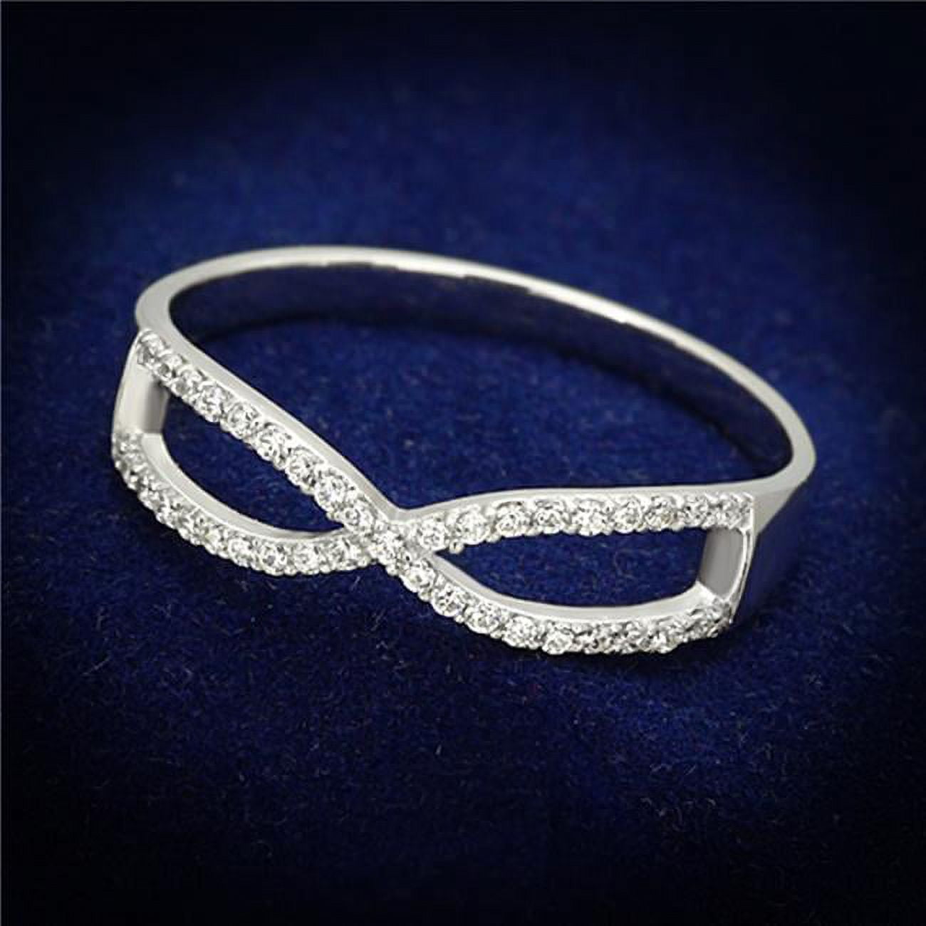 Women Rhodium 925 Sterling Silver Ring with AAA Grade CZ in Clear - Size 9