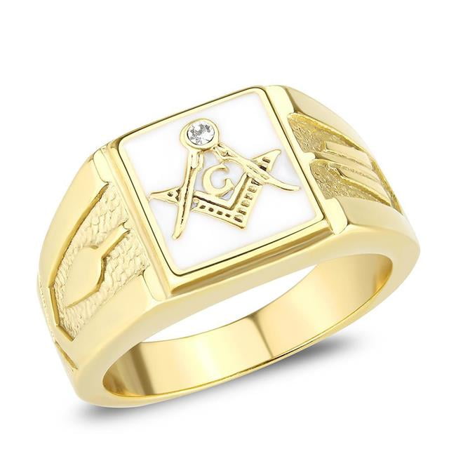 TK1159W-13 IP Gold Ion Plating Stainless Steel Ring with Top Grade Crystal, Clear - Size 13