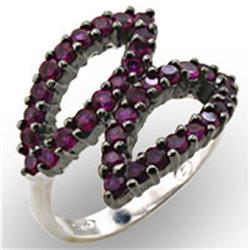 Picture of Alamode 32512-7 Rhodium & Ruthenium 925 Sterling Silver Ring with Synthetic Garnet&#44; Ruby - Size 7