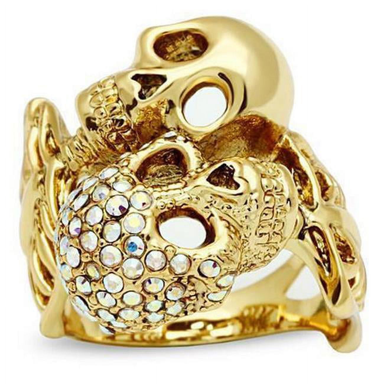 Picture of Alamode 3W007-10 Gold White Metal Ring with Top Grade Crystal, Rainbow Effect Aurora Borealis - Size 10