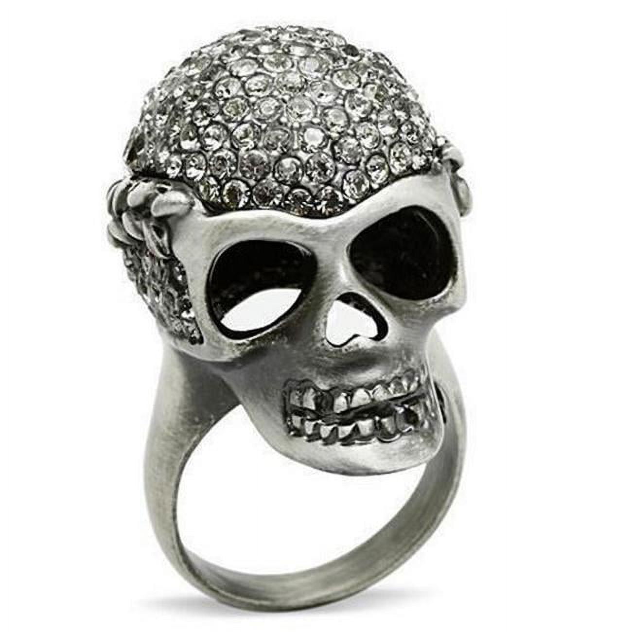 Picture of Alamode 3W015-12 Antique Silver White Metal Ring with Top Grade Crystal&#44; Black Diamond - Size 12