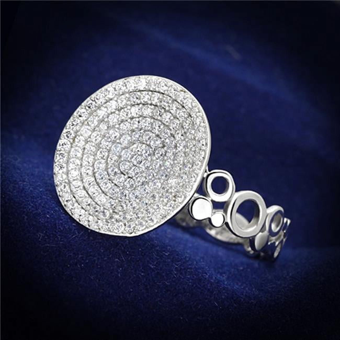 Women Rhodium 925 Sterling Silver Ring with AAA Grade CZ in Clear - Size 9