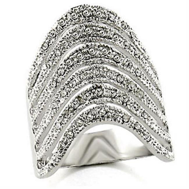 Picture of Alamode 03124-5 Rhodium Brass Ring with Top Grade Crystal, Clear - Size 5