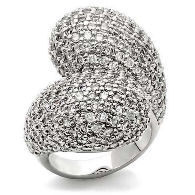 Picture of Alamode 0W216-7 Rhodium Brass Ring with AAA Grade CZ&#44; Clear - Size 7