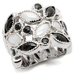 Picture of Alamode 0W272-9 Rhodium Brass Ring with Milky CZ&#44; Multi Color - Size 9