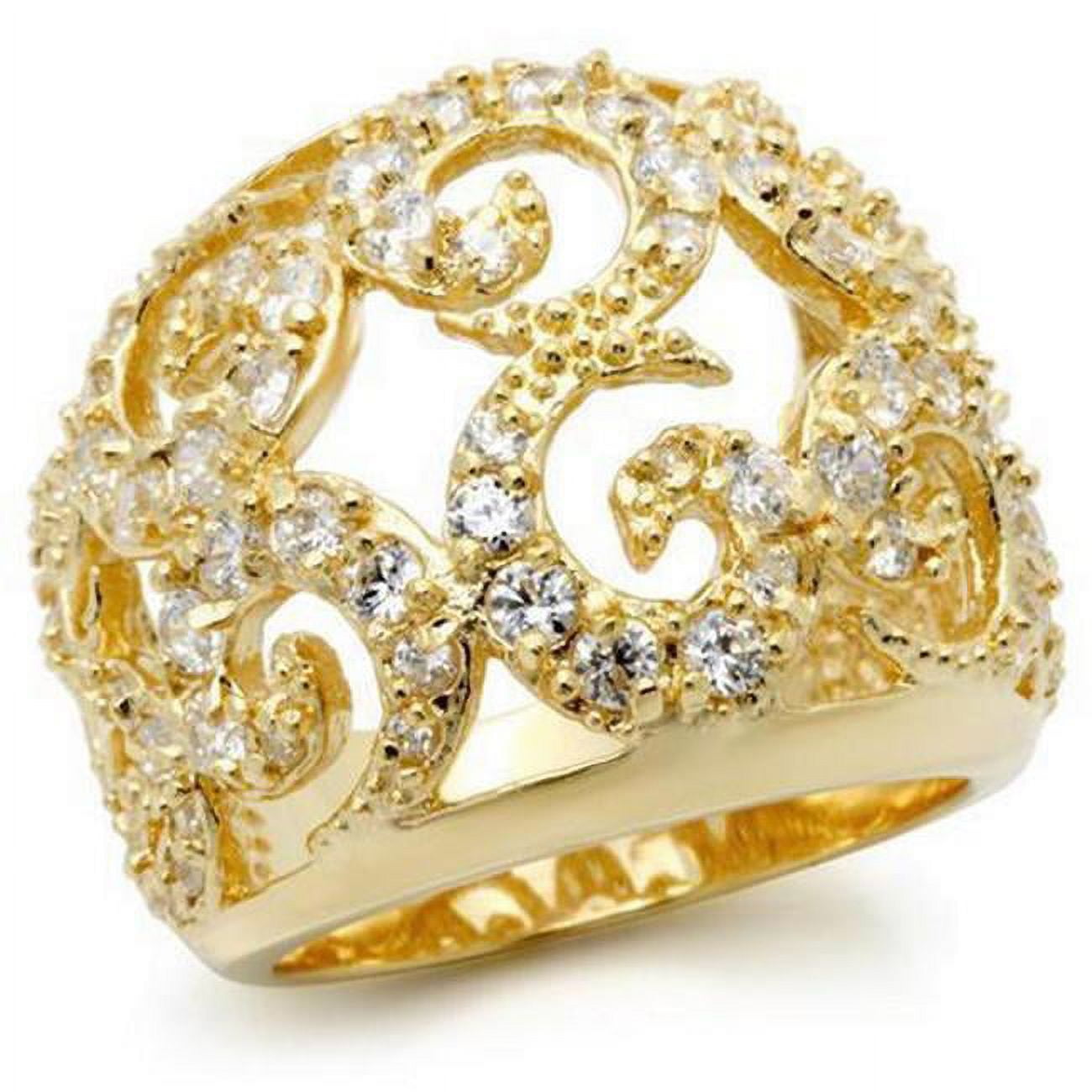 Picture of Alamode 0W274-6 Gold Brass Ring with AAA Grade CZ&#44; Clear - Size 6