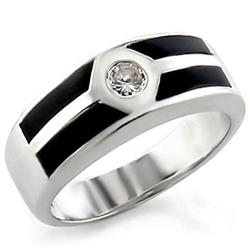 Rhodium Brass Ring with AAA Grade CZ, Clear - Size 6