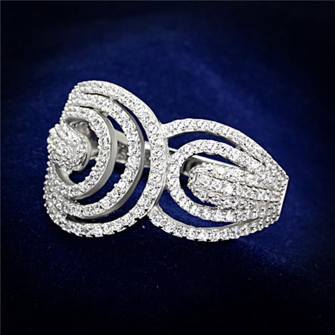 Women Rhodium 925 Sterling Silver Ring with AAA Grade CZ in Clear - Size 7