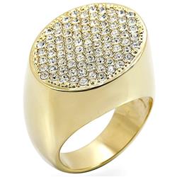 Picture of Alamode 1W034-10 Gold Brass Ring with Top Grade Crystal, Clear - Size 10