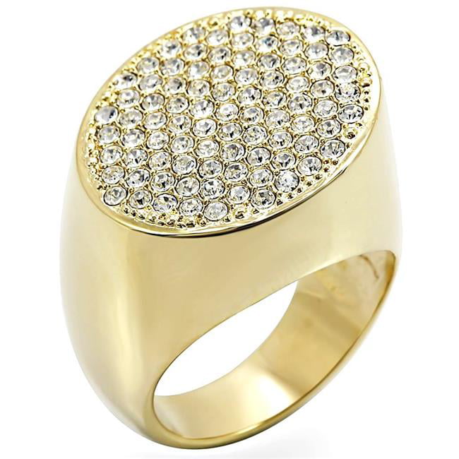 Picture of Alamode 1W034-8 Gold Brass Ring with Top Grade Crystal, Clear - Size 8