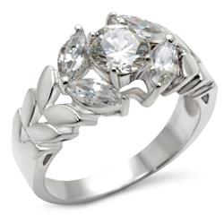 Picture of Alamode 30326-6 Matte Rhodium & Rhodium 925 Sterling Silver Ring with AAA Grade CZ&#44; Clear - Size 6