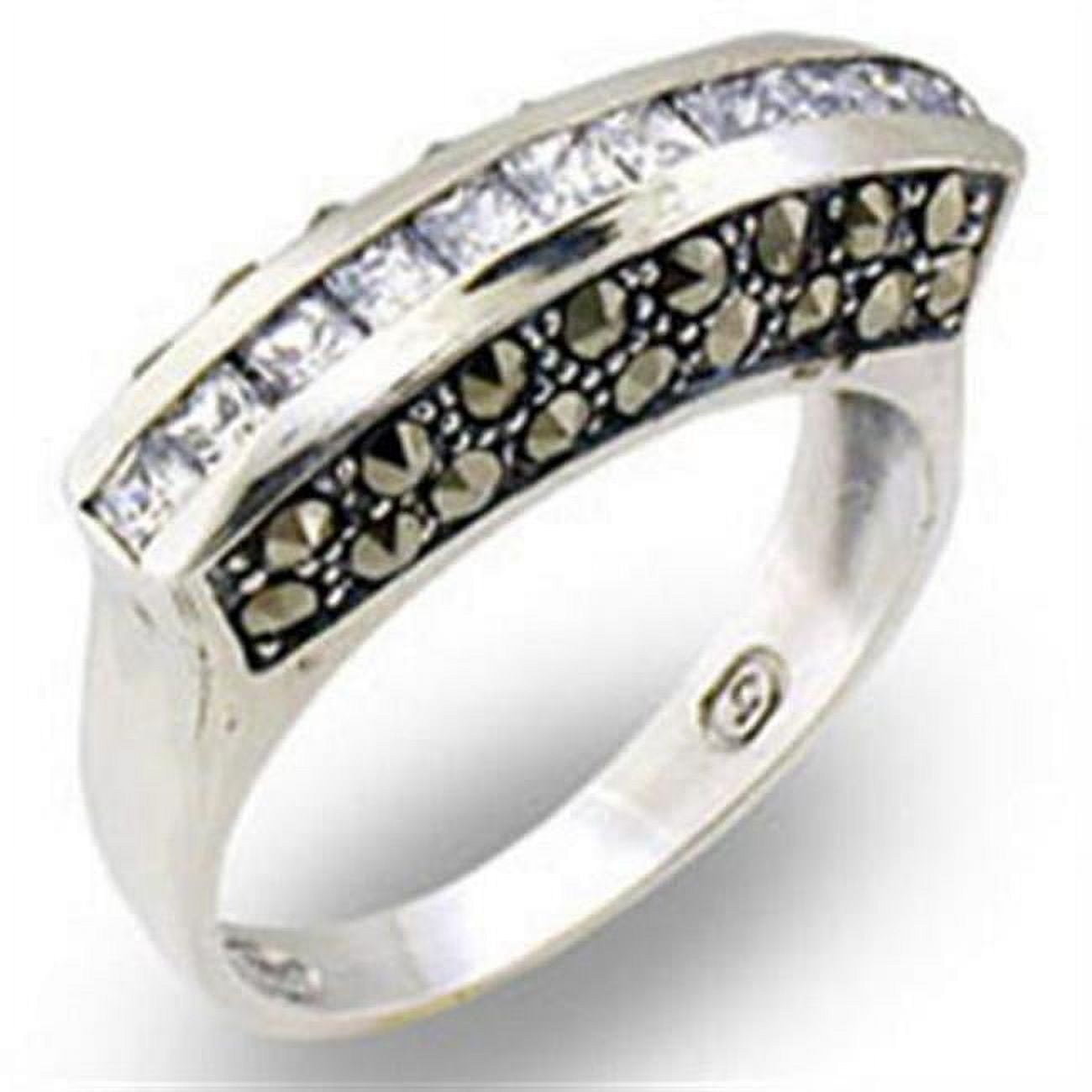 Picture of Alamode 31010-8 Antique Tone 925 Sterling Silver Ring with AAA Grade CZ&#44; Clear - Size 8