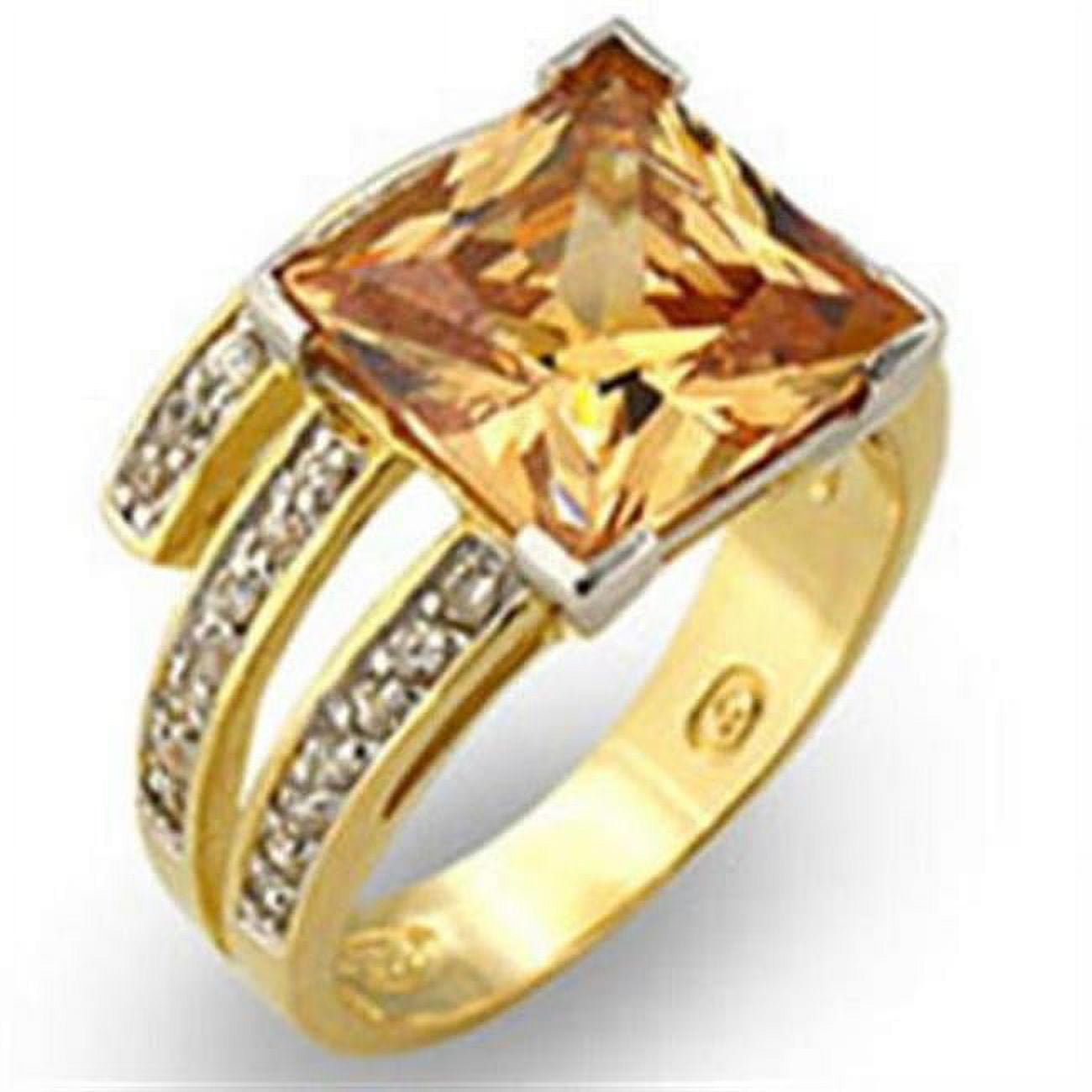 Picture of Alamode 31221-7 Gold & Rhodium 925 Sterling Silver Ring with AAA Grade CZ&#44; Champagne - Size 7