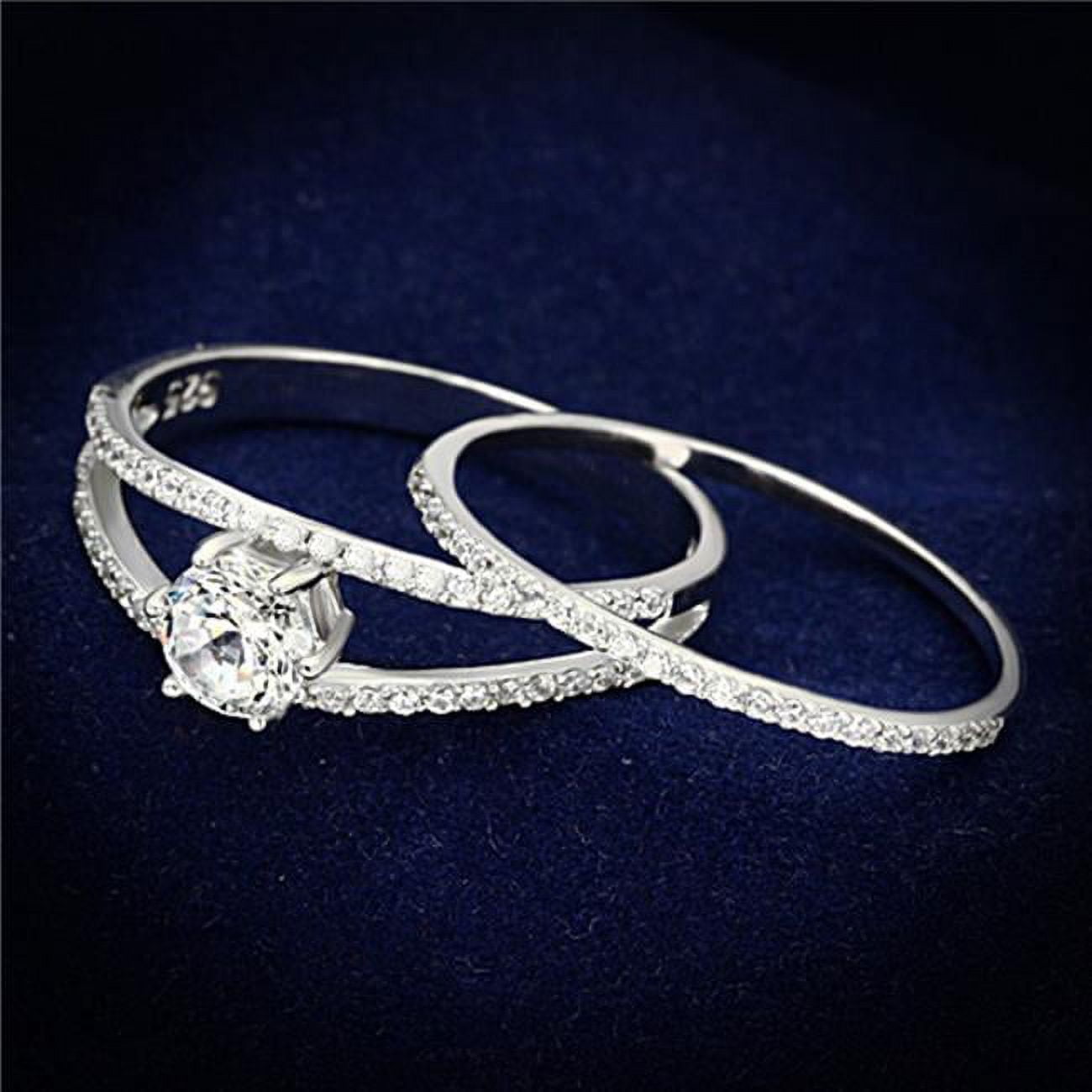 Women Rhodium 925 Sterling Silver Ring with AAA Grade CZ in Clear - Size 7