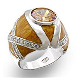 Picture of Alamode 37414-9 High-Polished 925 Sterling Silver Ring with AAA Grade CZ&#44; Champagne - Size 9