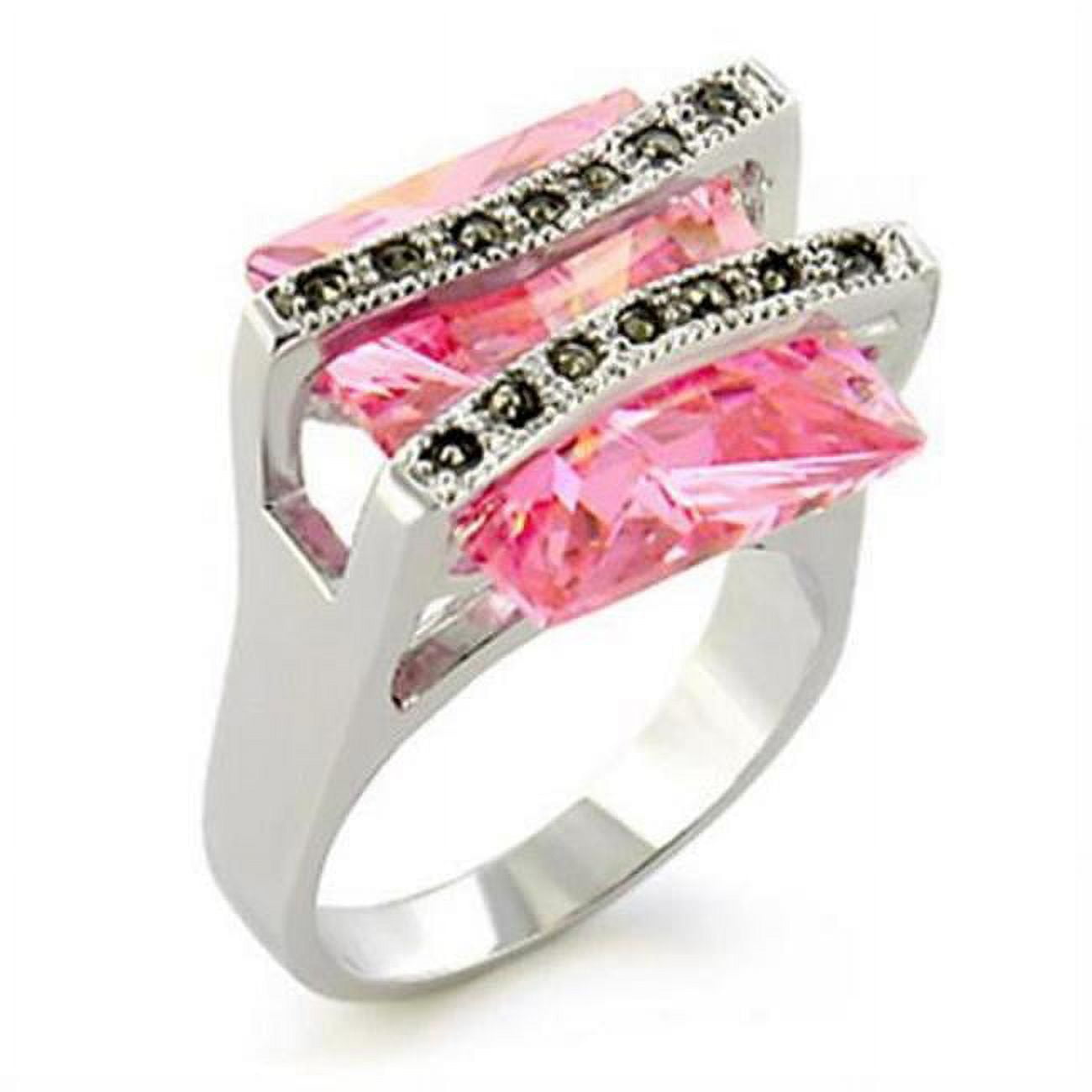 Picture of Alamode 37623-5 Antique Tone 925 Sterling Silver Ring with AAA Grade CZ&#44; Rose - Size 5
