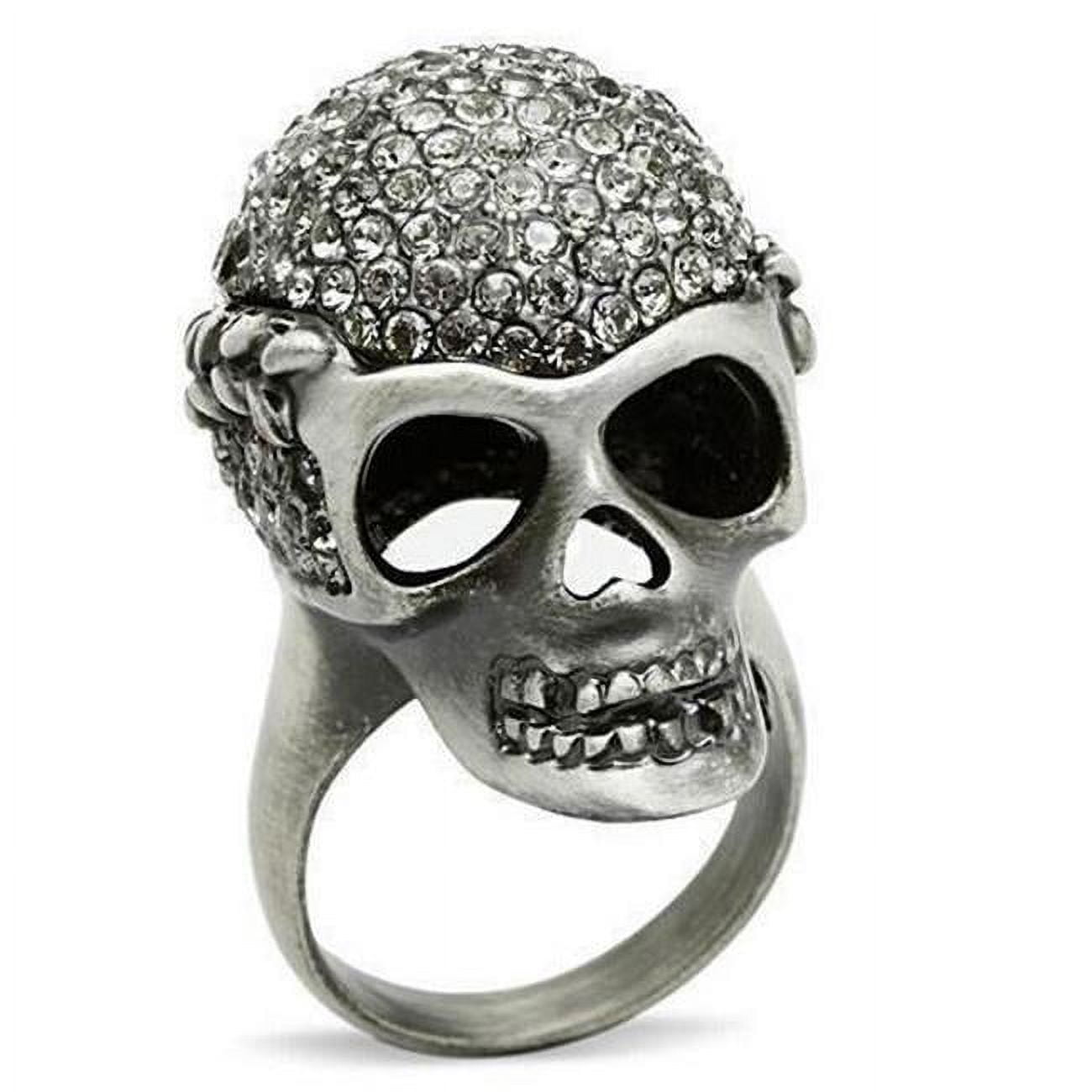 Picture of Alamode 3W015-10 Antique Silver White Metal Ring with Top Grade Crystal&#44; Black Diamond - Size 10