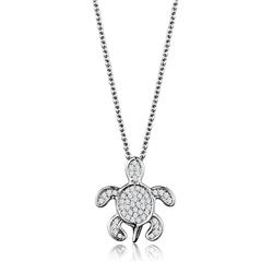 Picture of Alamode 3W1025-16-3 16 Plus 3 in. Rhodium Brass Chain Pendant with AAA Grade CZ&#44; Clear